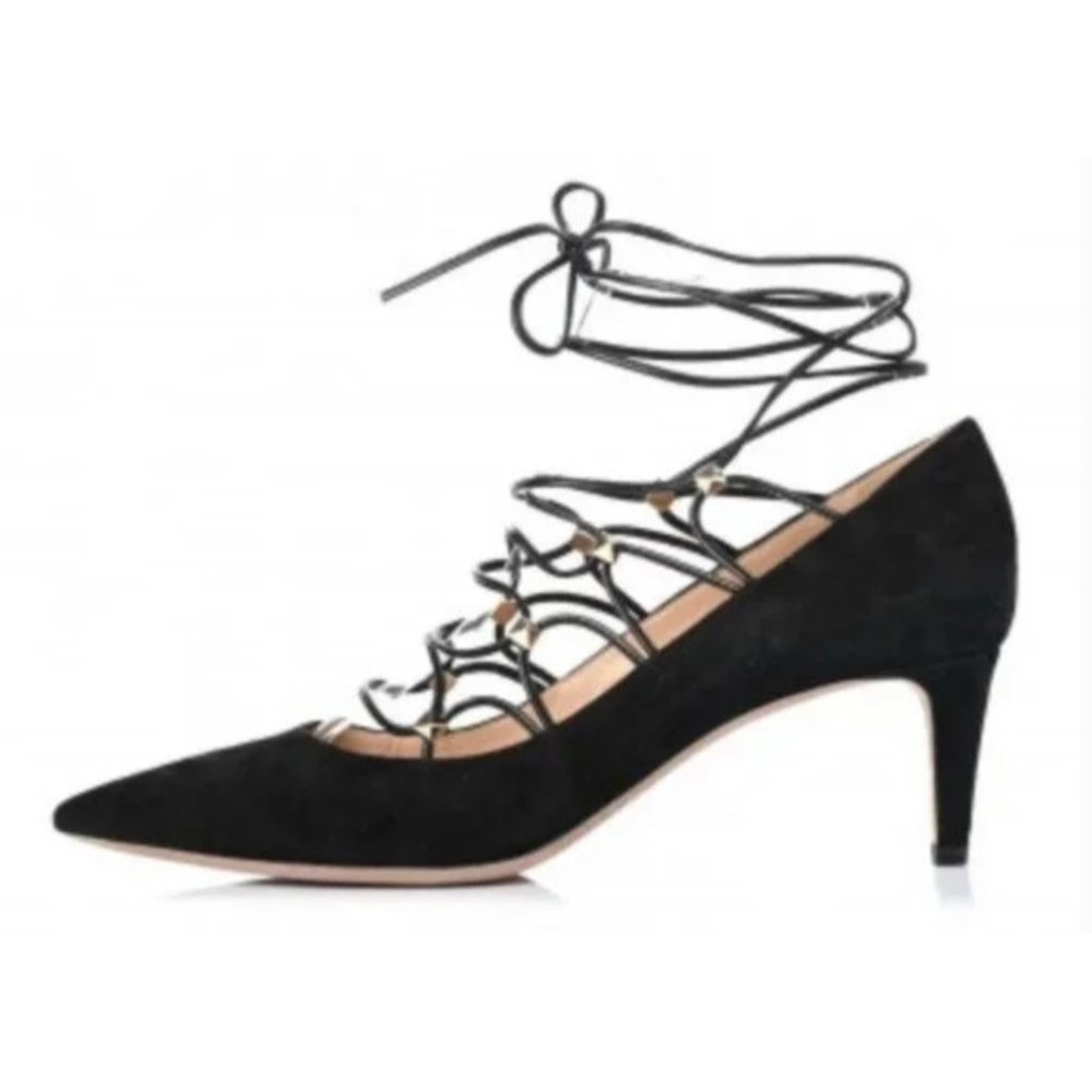 Valentino Garavani Suede Leather Rockstud Lace Up Pumps Heels Size 36